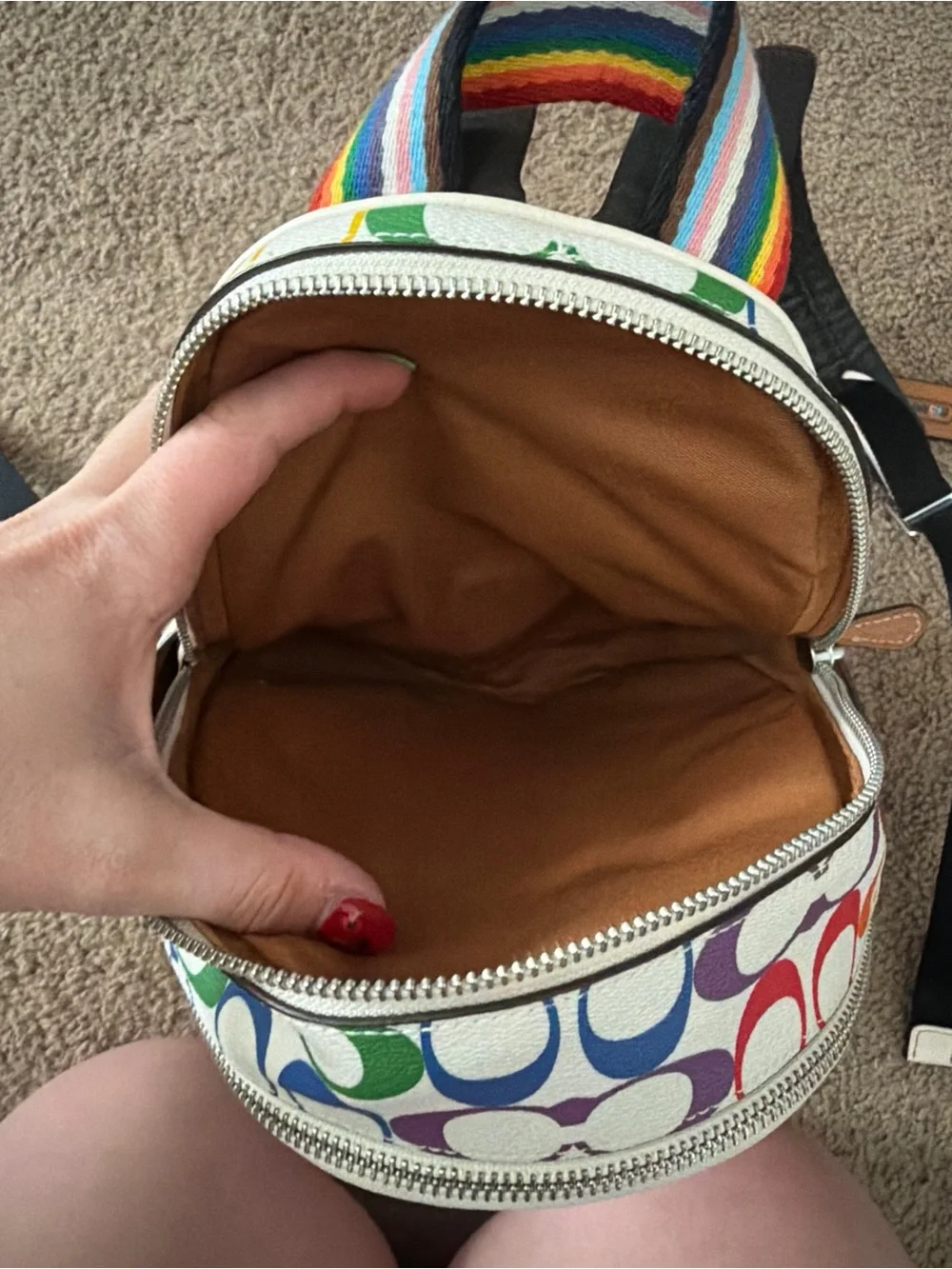 Coach Pride Rainbow Signature Mini Court Backpack Chalk Multi CK377